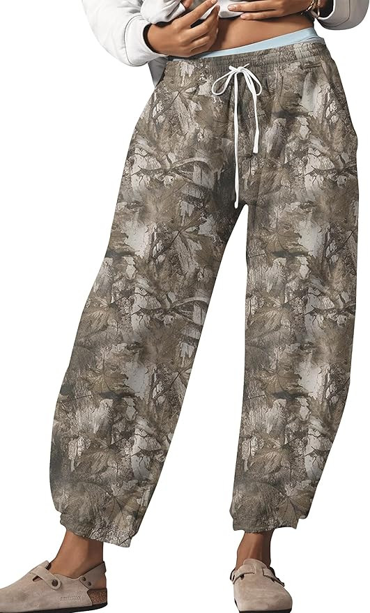 Leopard Pants Women Barrel Sweatpants Casual Baggy Cheetah Print Lounge Pants Drawstring Joggers ... | Amazon (US)