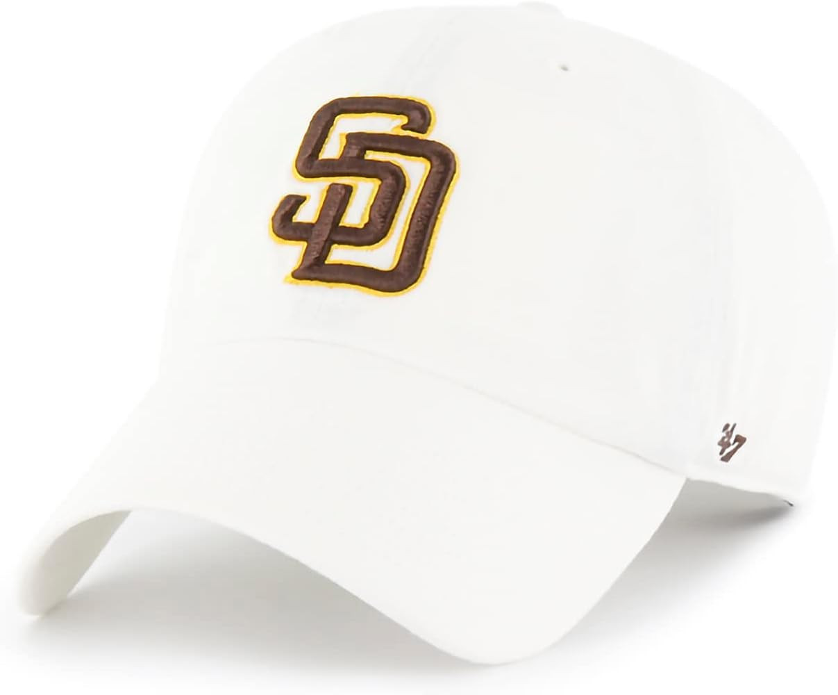 '47 MLB White Team Color Primary Logo Clean Up Adjustable Strap Hat Cap, Adult One Size Fits All | Amazon (US)