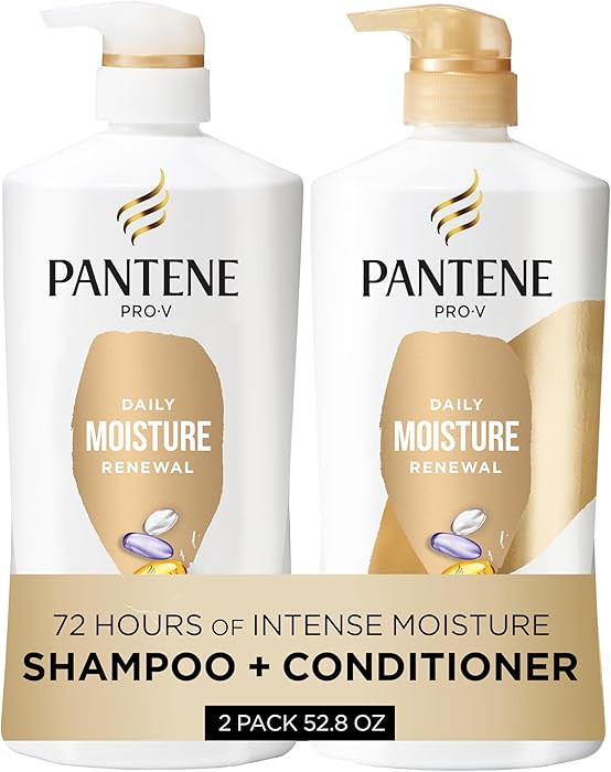 Pantene Shampoo & Conditioner Set, Daily Moisture Renewal - Pro-V Nutrients for Dry, Color-Treate... | Amazon (US)