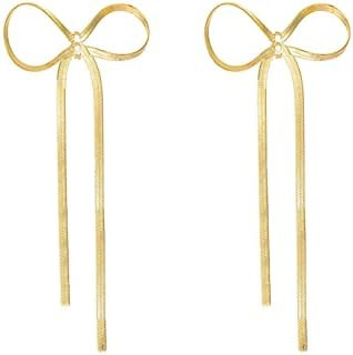 Bow Drop Dangle Earrings for Women, Long Tassel Chain Earrings Wedding Statement Earrings | Amazon (US)