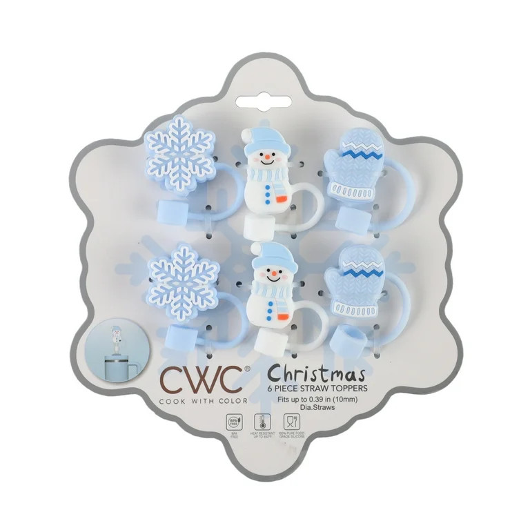 Cook With Color 6-Piece Silicone Holiday Straw Toppers – Snowflake, Snowman & Mitten Designs, R... | Walmart (US)