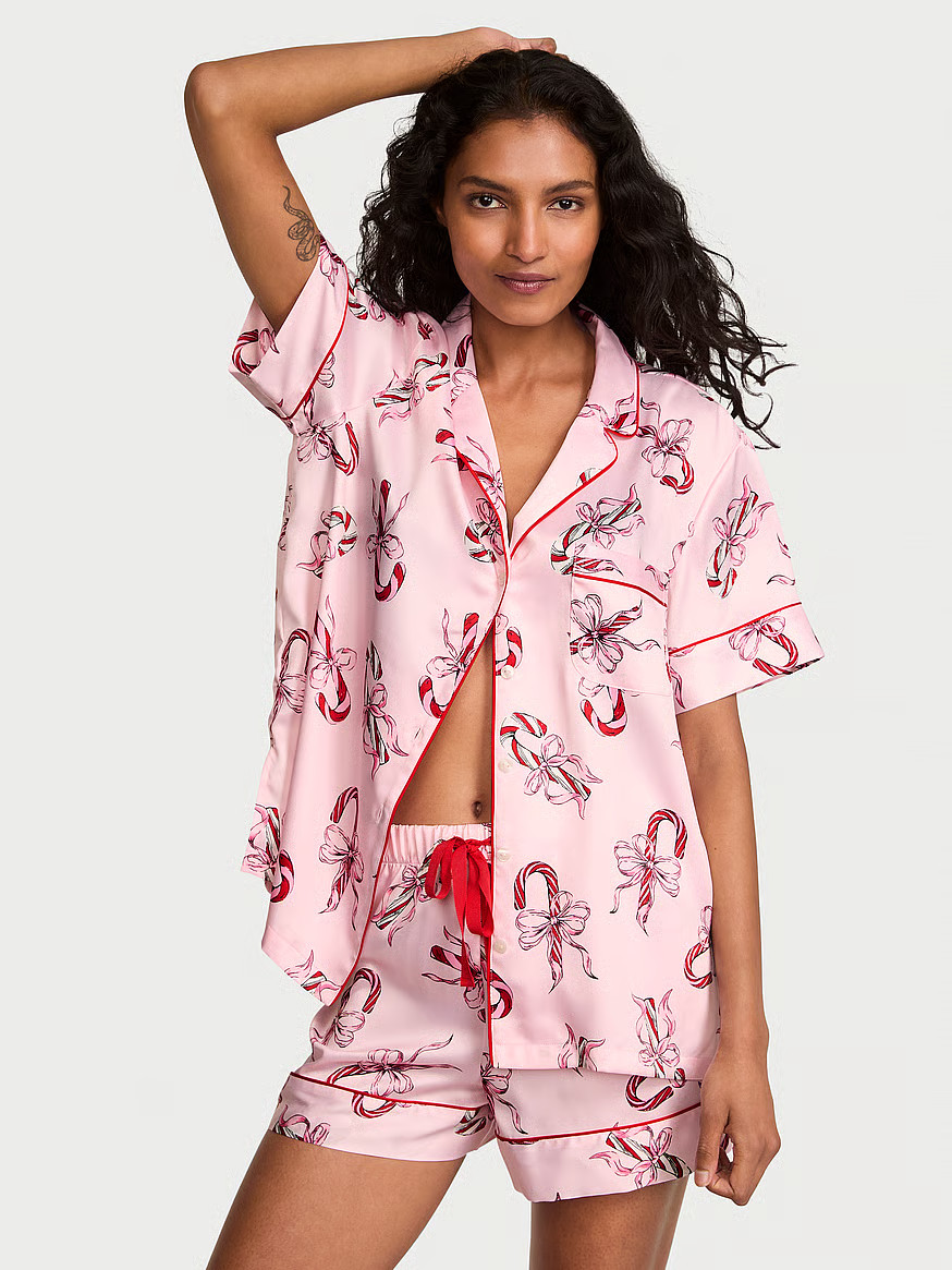 Buy Glazed Satin Heart Short Pajama Set, Red - Order Pajamas Sets online - Victoria's Secret US | Victoria's Secret (US / CA )
