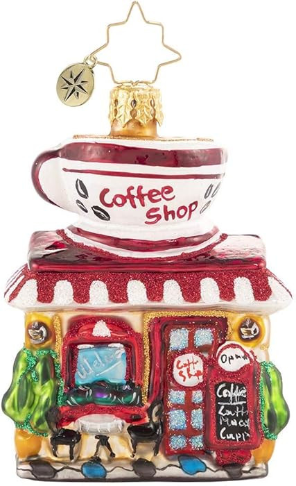 Christopher Radko Coffee Shop Gem Glass Ornament – Handcrafted European Blown Glass Coffee Cup ... | Amazon (US)