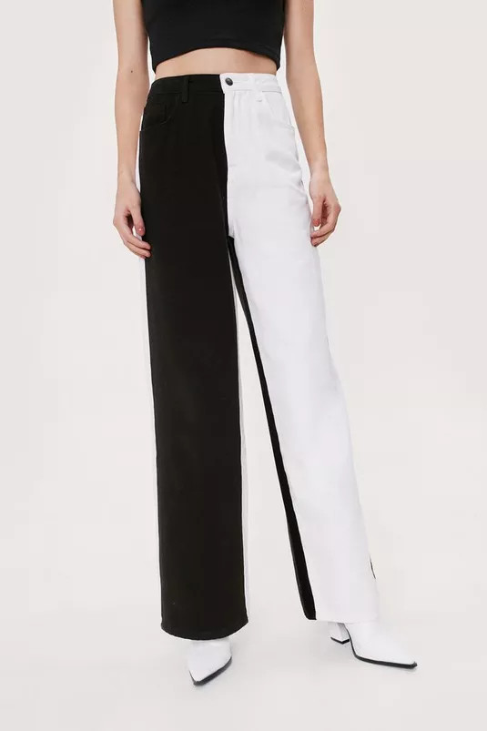 Color Block High Waisted Wide Leg Jeans | Nasty Gal (US)