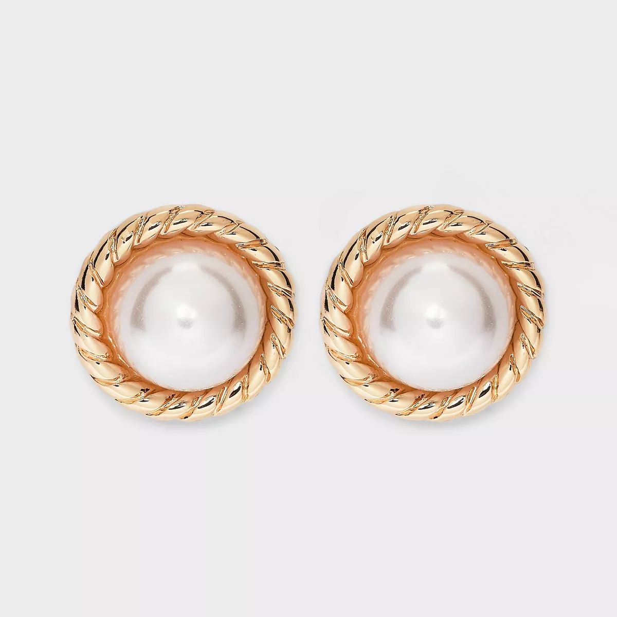 Textured Pearl Stud Earrings - A New Day™ Gold/White | Target