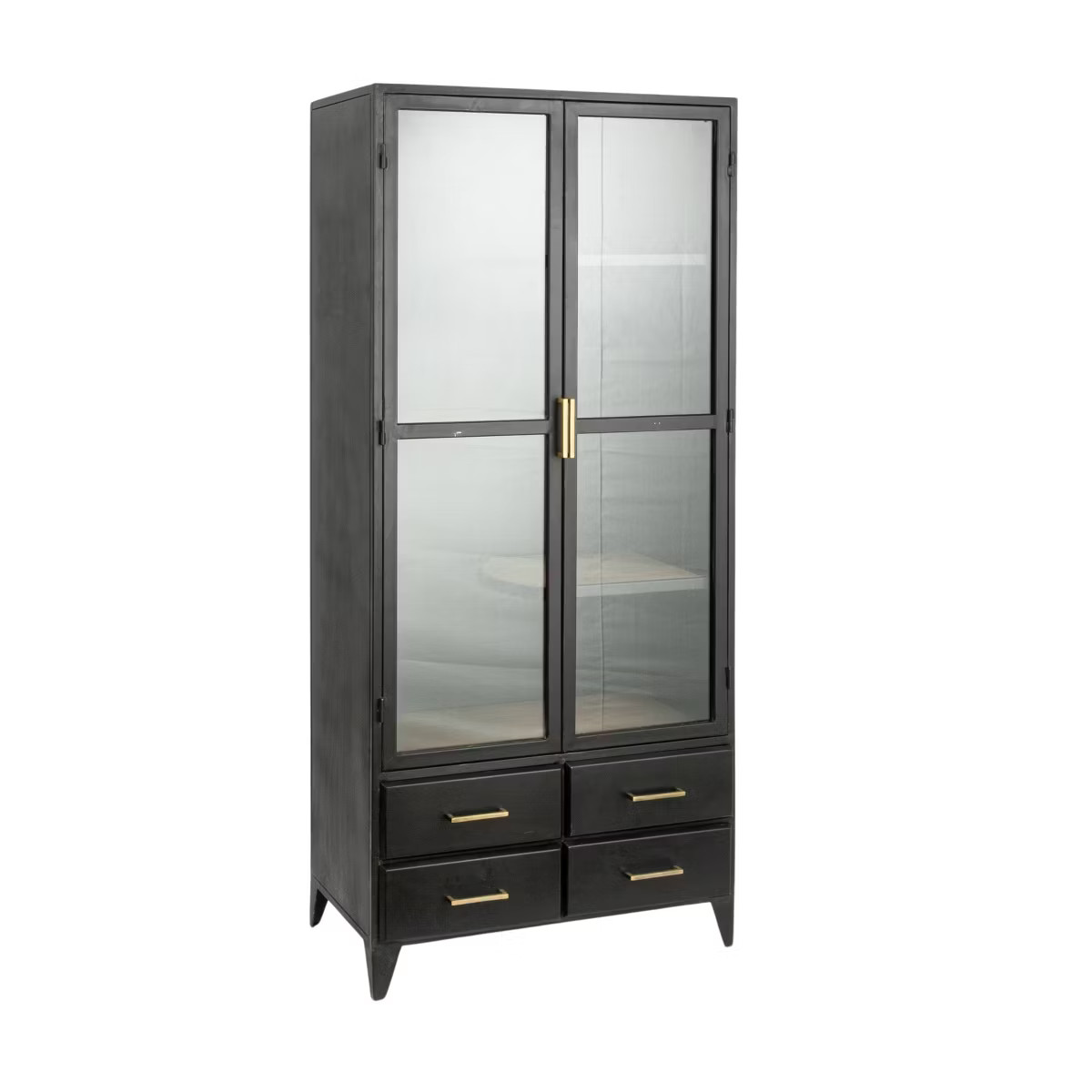 Storied Home Acacia 71" Tall 2 Door Decorative Storage Cabinet Black: Swivel Shelves, Iron Frame | Target