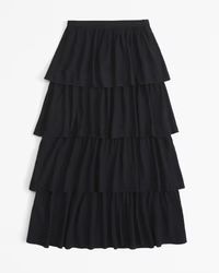 Tiered Crinkle Textured Maxi Skirt | Abercrombie & Fitch (US)