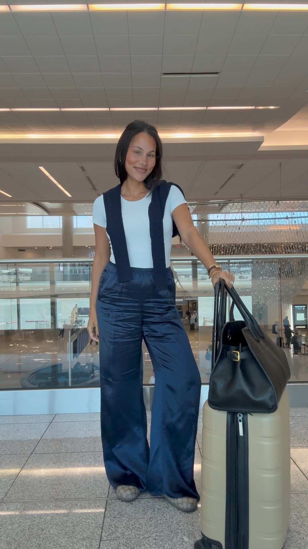 travel outfit - these satin pants are SO comfy, wearing small

#LTKTravel #LTKStyleTip