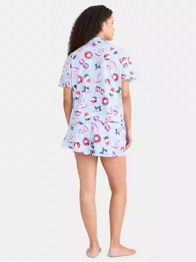 Way to Celebrate Women's Notch Collar Top and Shorts Pajama Set, 2-Piece, Sizes XS-3X | Walmart (US)