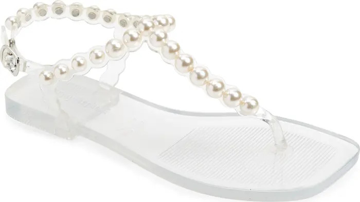 Pearlesque Imitation Pearl Ankle Strap Sandal (Women) | Nordstrom