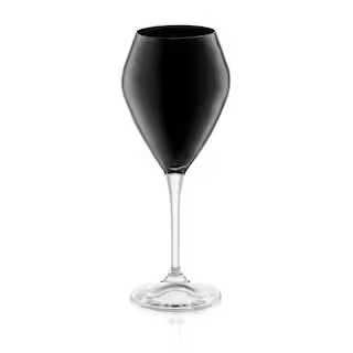 14 oz. - Set of 6 V-Shaped Wine Glasses Black with Clear Stem | The Home Depot