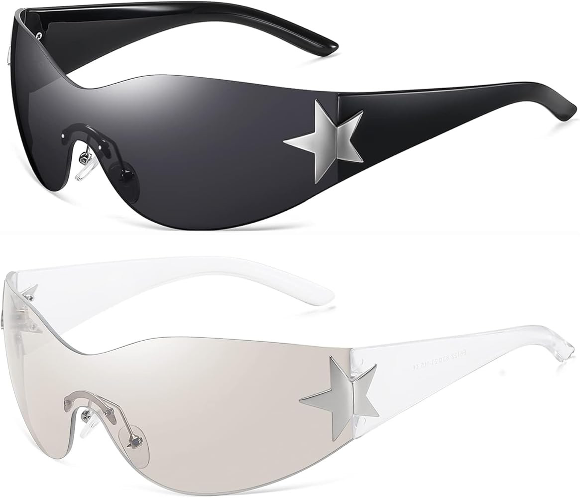 Eiuizah Y2k Sunglasses for Women Men Shield Wrap Around Fashion Sunglasses Trendy Oversized Frame... | Amazon (US)