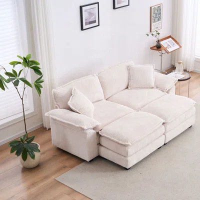 Corduroy 2-seats sofa With 2 back pillows | Wayfair North America