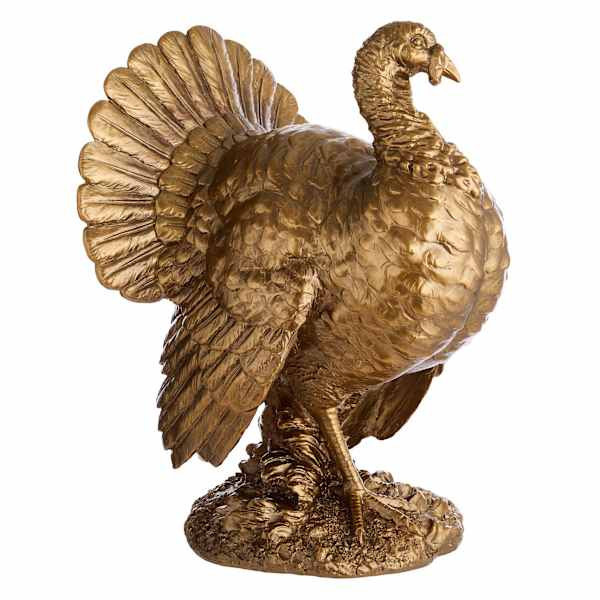 Bronze Standing Turkey, 16.7", Gold, Resin, sold by At Home | At Home