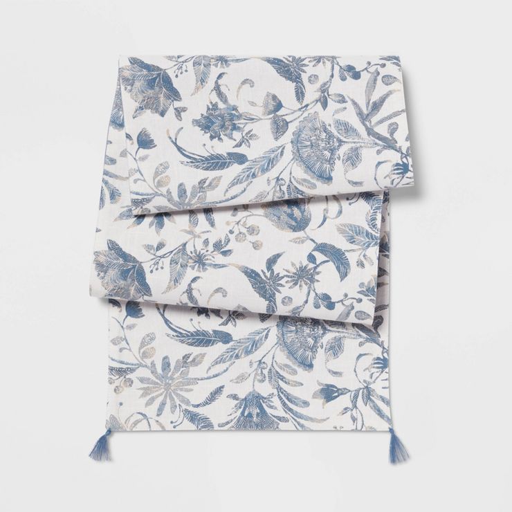 Cotton Floral Table Runner Blue - Threshold™ | Target