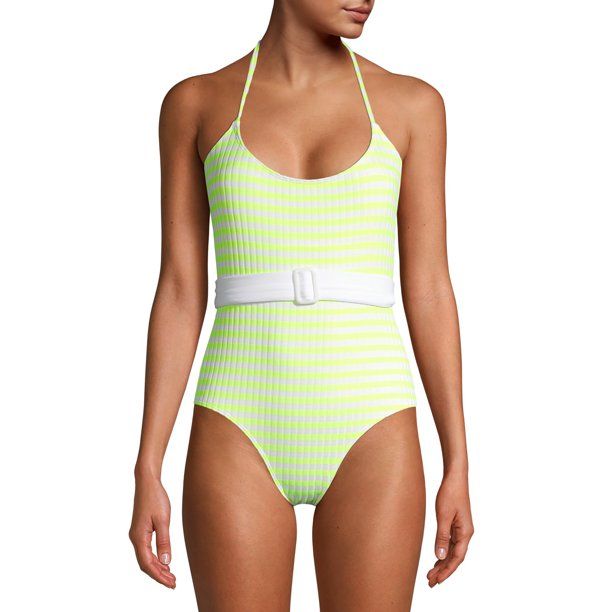 No Boundaries Juniors' Yellow Checker One-Piece Swimsuit | Walmart (US)