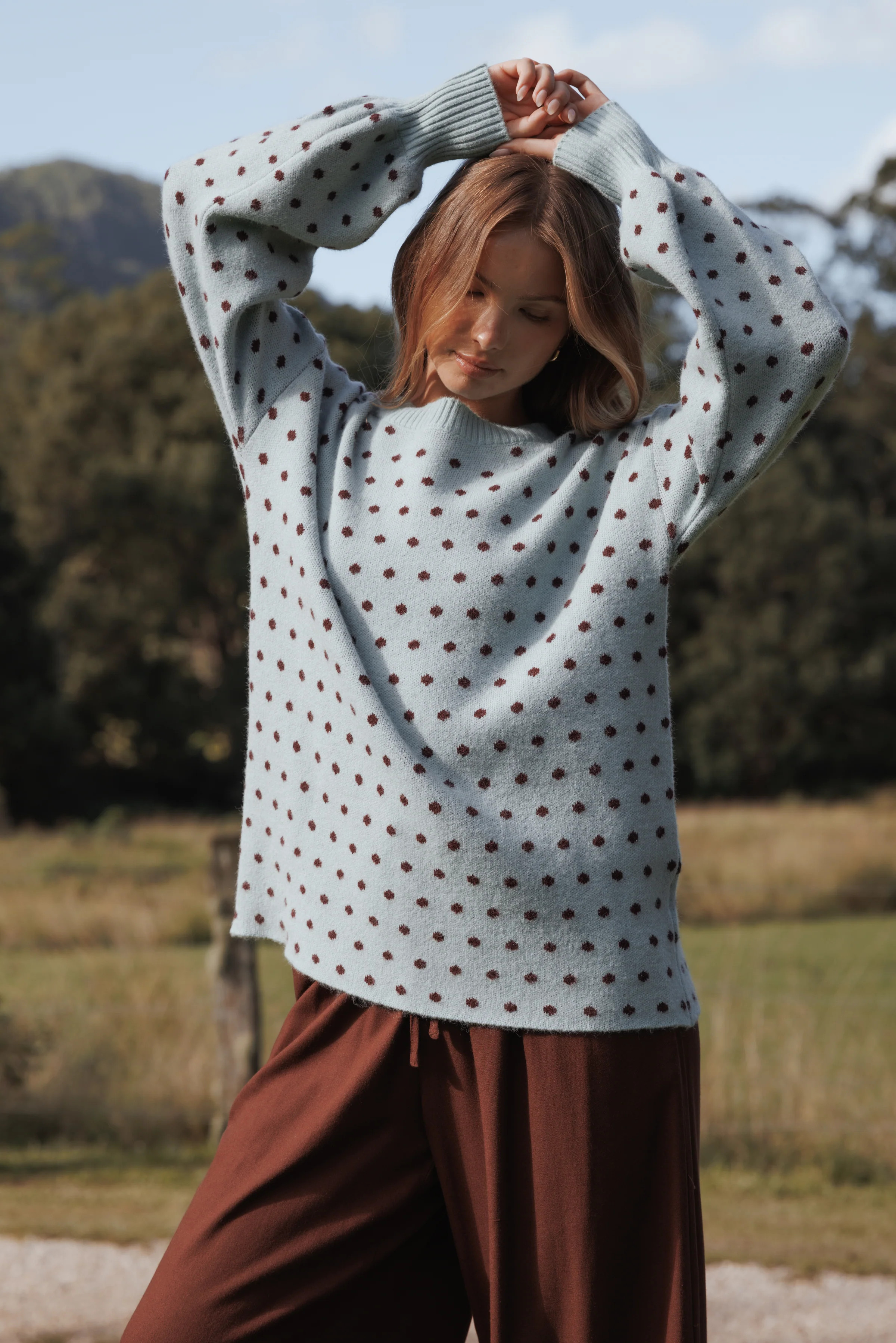 Jax Knit Sweater - Blue Polka Dot | Petal & Pup (AU)