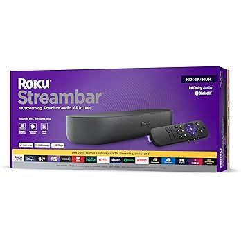 Roku Streambar | 4K/HD/HDR Streaming Media Player & Premium Audio, All In One, Includes Roku Voic... | Amazon (US)