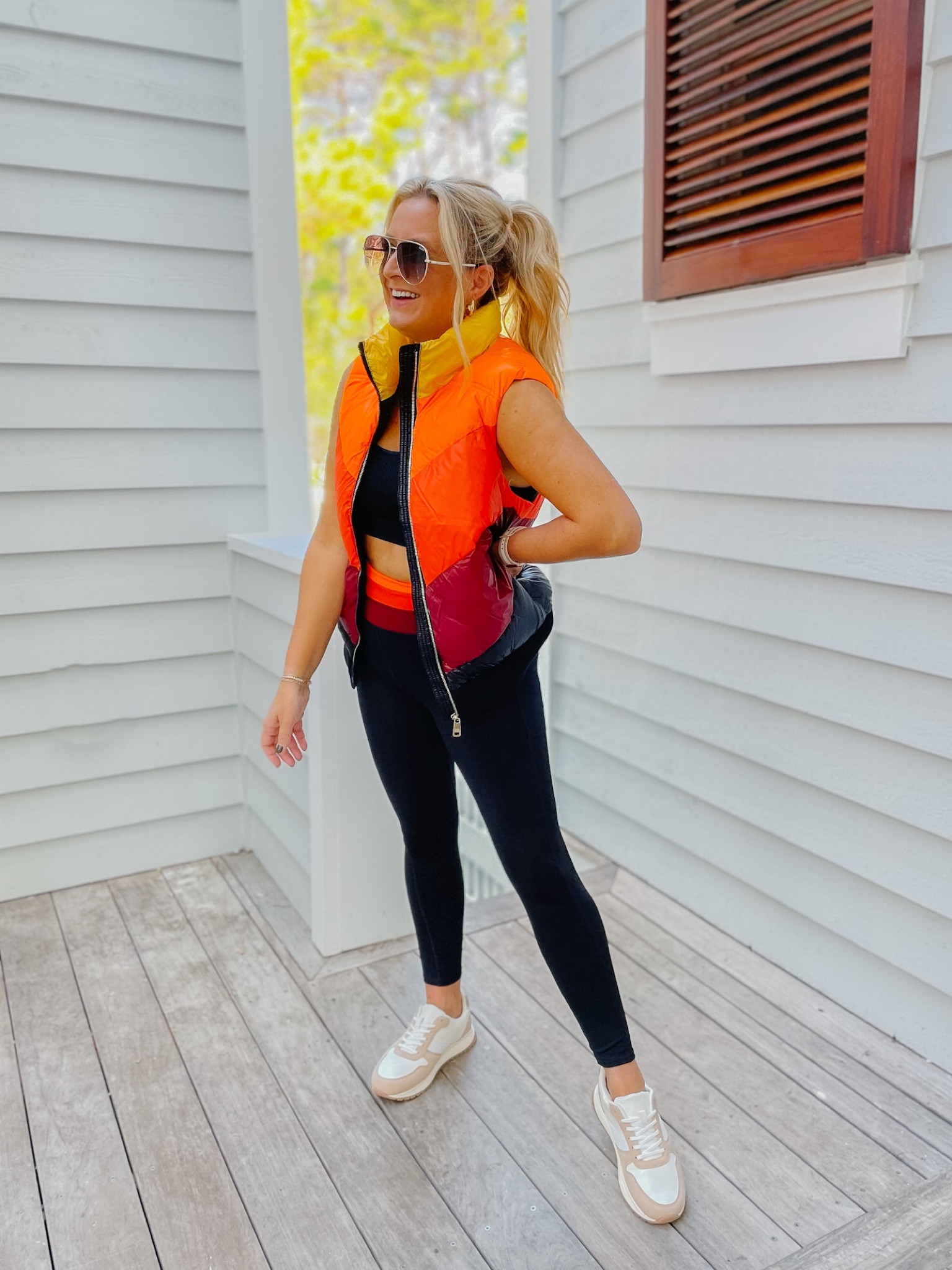 The cutest puffer vest and leggings combo. All from Walmart! Best reminds me of aviator nation at a fraction of the price! Grabbed all pieces in a size small!

#LTKstyletip #LTKunder50 #LTKfit