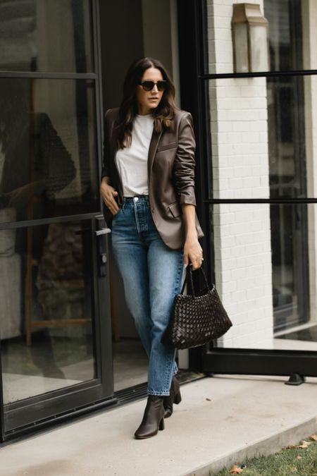 Brown leather blazer outfit

#LTKover40 #LTKitbag #LTKstyletip