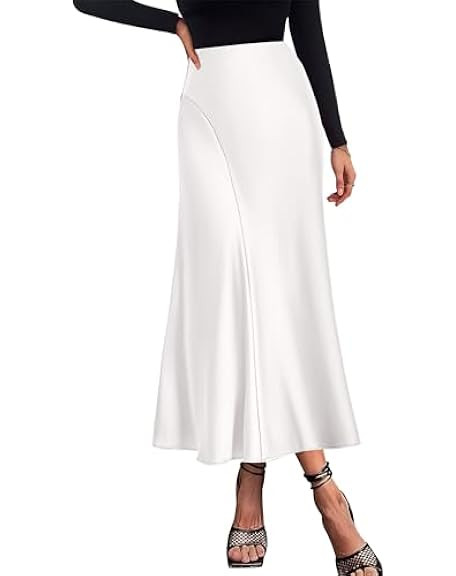 BTFBM Womens Summer Fall Skirt 2025 Silk Elegant High Waist Cocktail Party Wedding Mermaid Satin ... | Amazon (US)