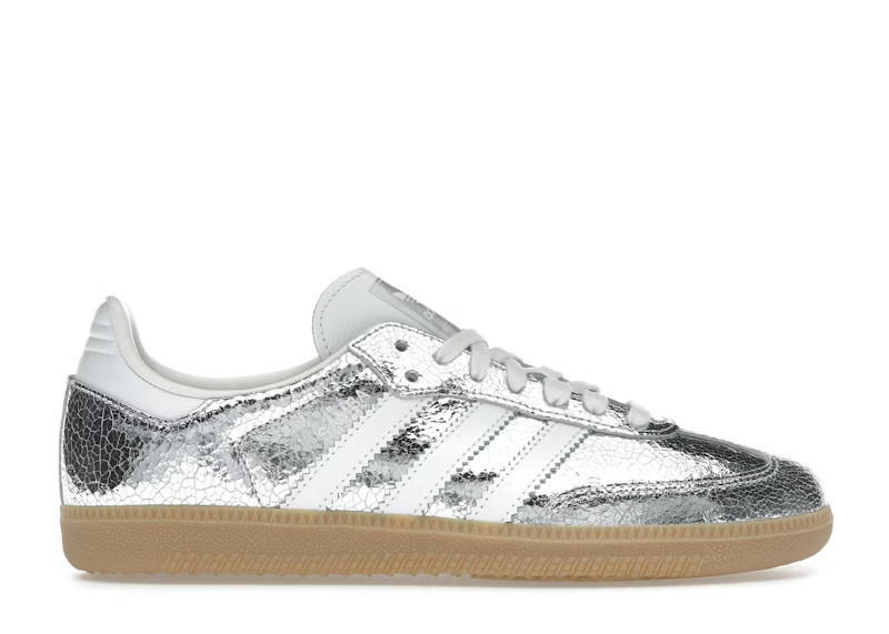 Adidas Samba OG Cracked Leather (Women's) Sneakers in Silver Metallic/Footwear White/Core White | StockX