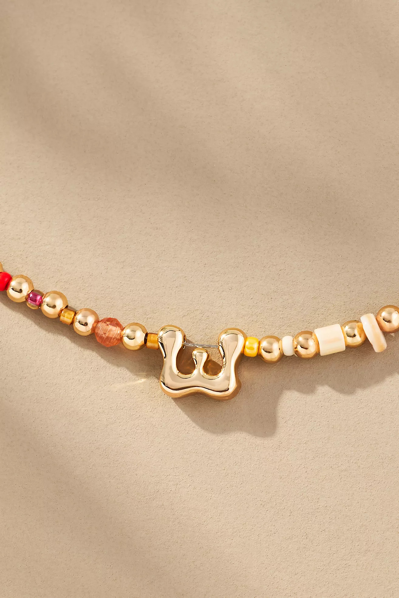 Beaded Bubble Letter Lowercase Monogram Necklace | Anthropologie (US)