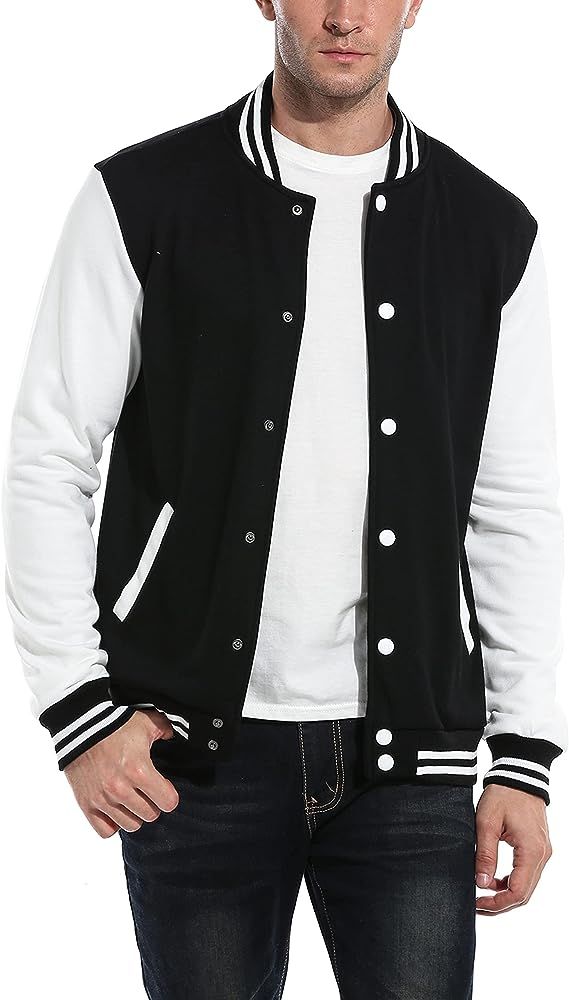 COOFANDY Men's Fashion Varsity Jacket Causal Slim Fit Cotton Letterman Baseball Bomber Jackets | Amazon (US)