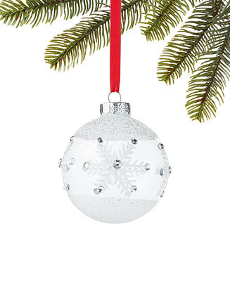 Glass Ball Ornament with Silver Cap and Silver Hanger, Created of Macy's | Macy's