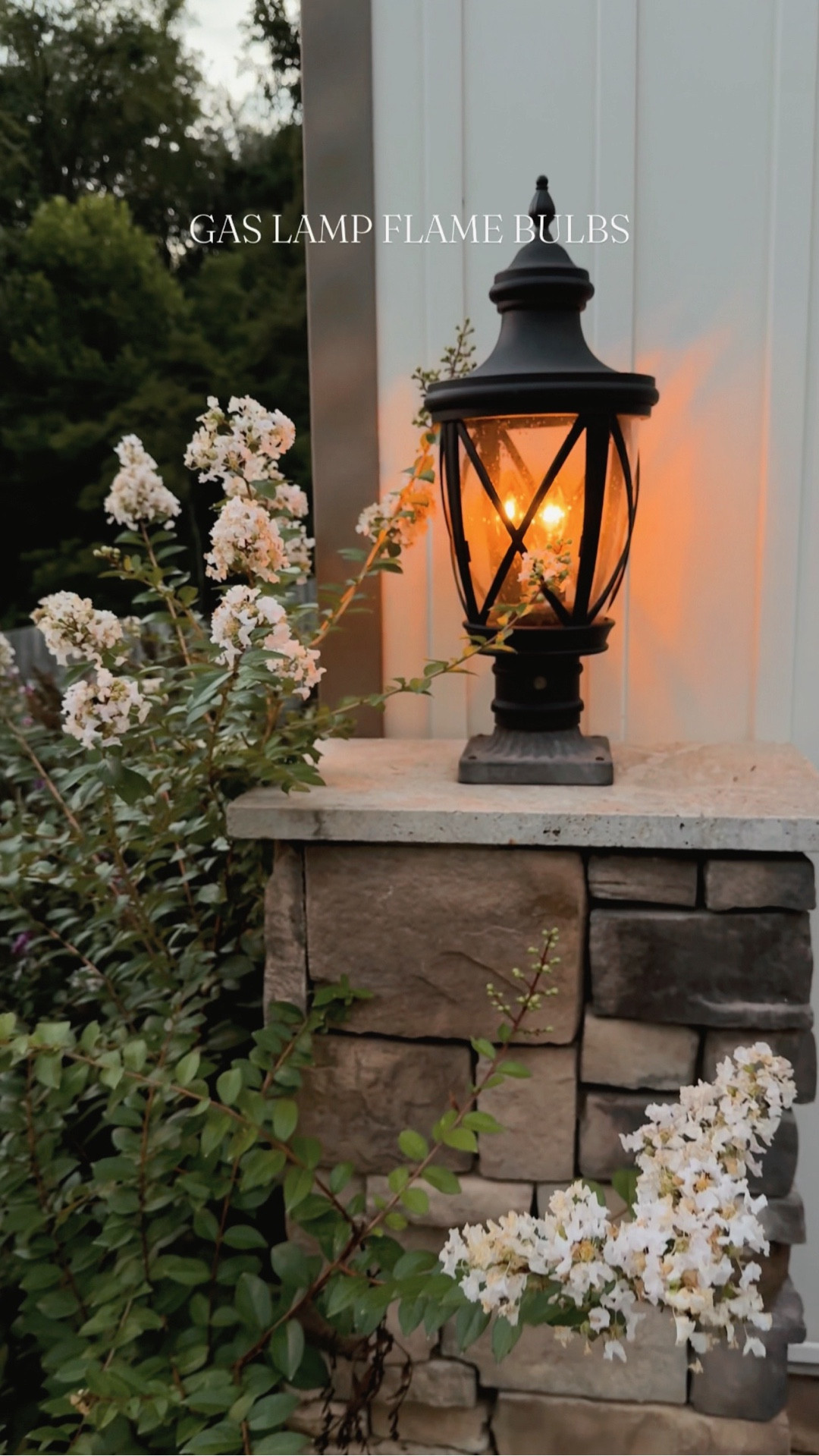 I swapped my basic outdoor light bulbs for these gas lamp-style flame bulbs for Halloween last year and ended up keeping them year-round! The realistic flicker adds so much cozy curb appeal that looks gorgeous, no matter the season. 🔥