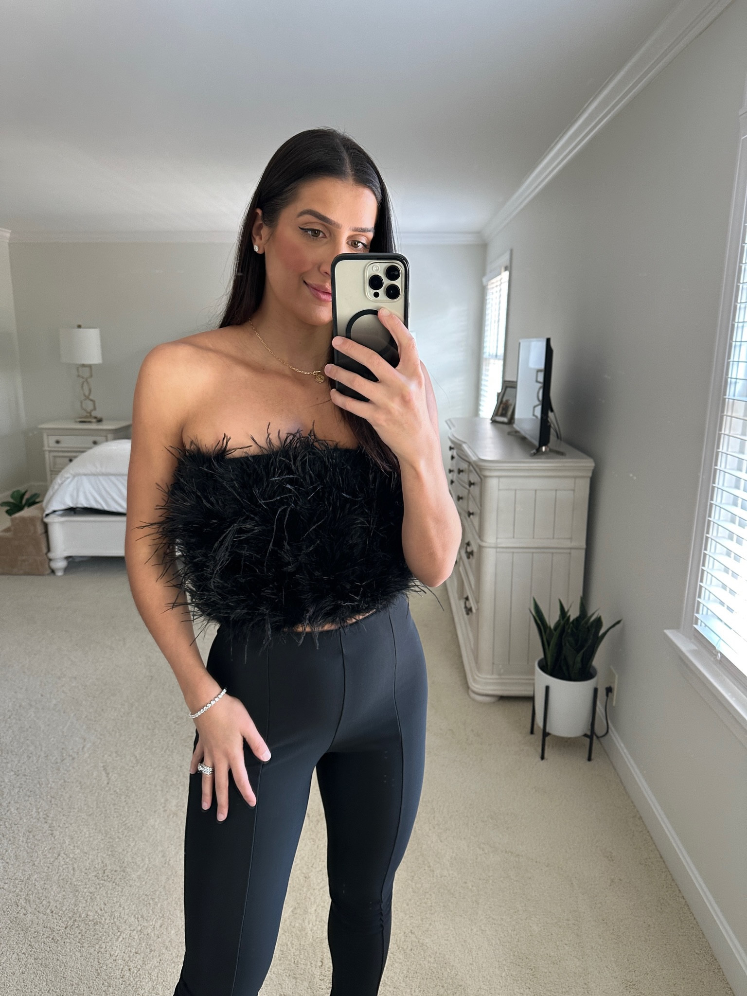 Feather top outfit - holiday outfit idea - holiday outfit inspo - feather fashion - feather top - holiday finds 

#LTKstyletip #LTKSeasonal #LTKHoliday