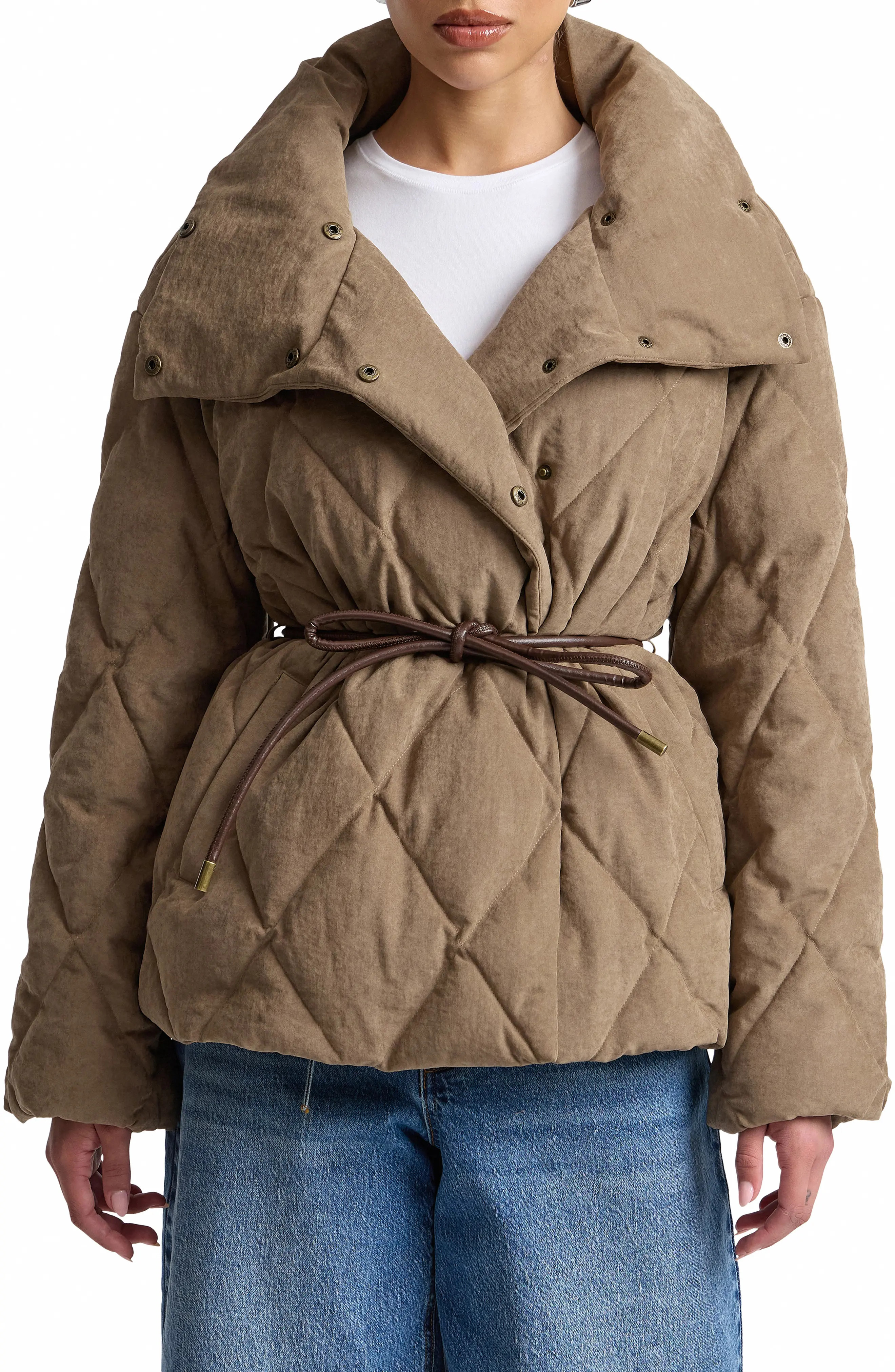 Tie Waist Puffer Coat (Women) | Nordstrom | Nordstrom