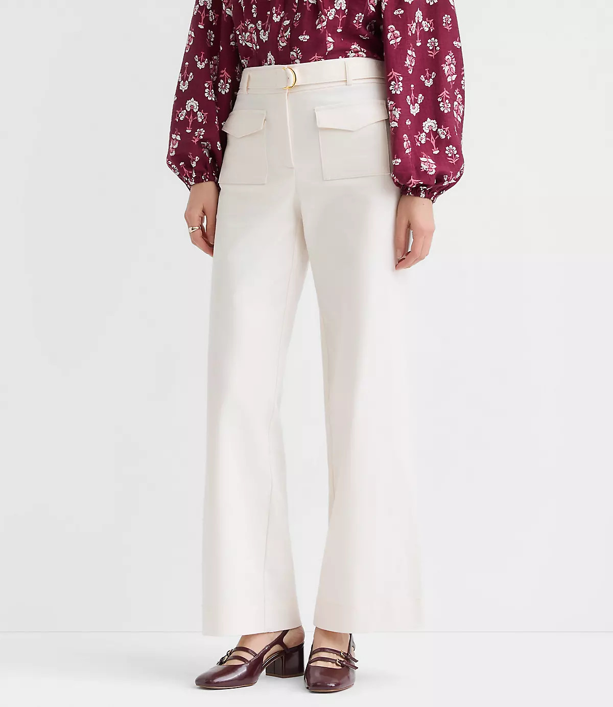 Belted Palmer Wide Leg Pants in Pique | LOFT