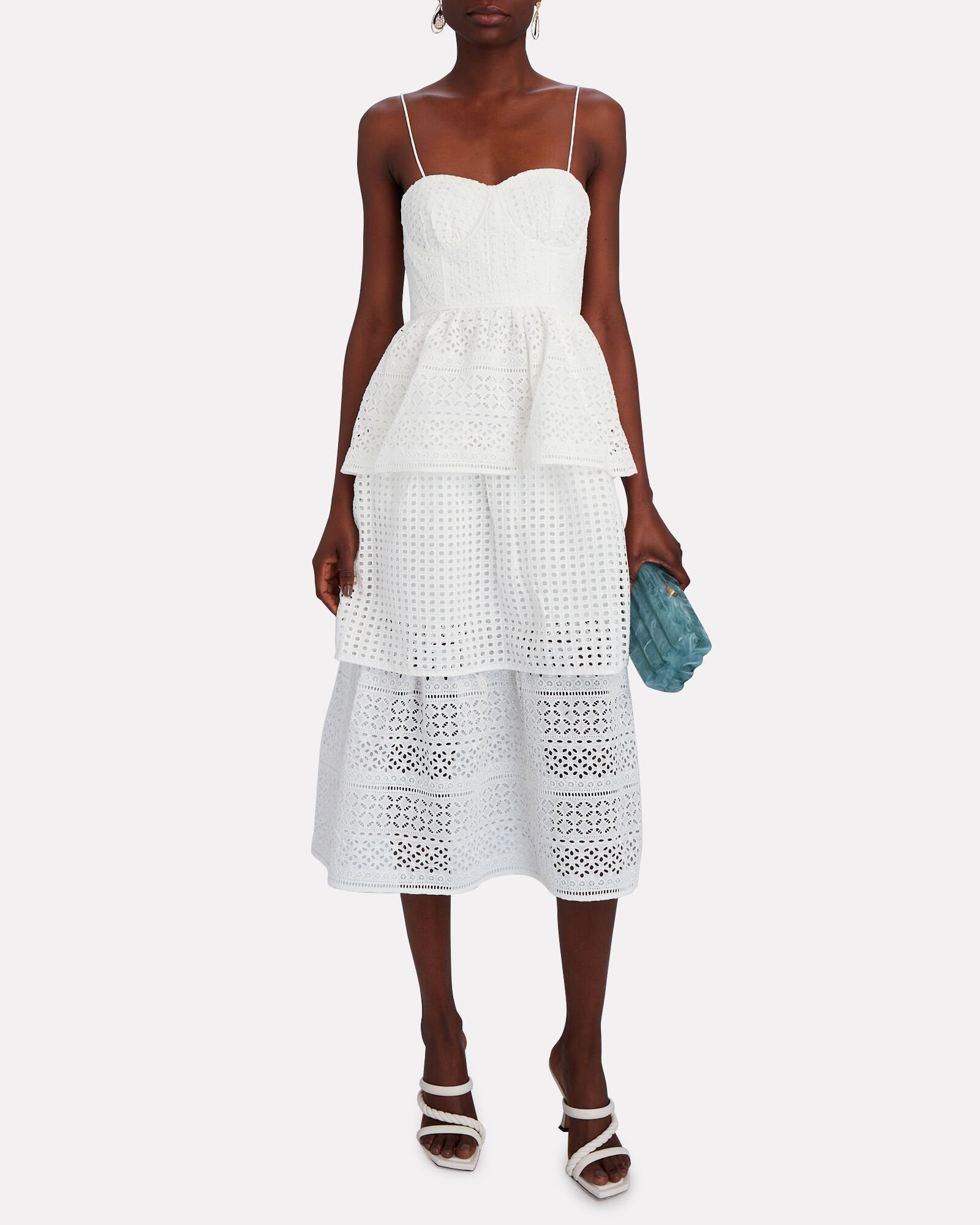 Tiered Broderie Anglaise Midi Dress | INTERMIX