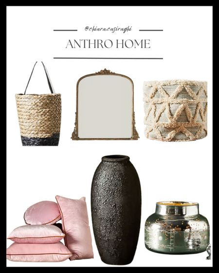 Anthropologie home, mirror, hanging basket, rug basket, throw pillows, vases, Capri blue candles 

#LTKhome #LTKunder100 #LTKSeasonal