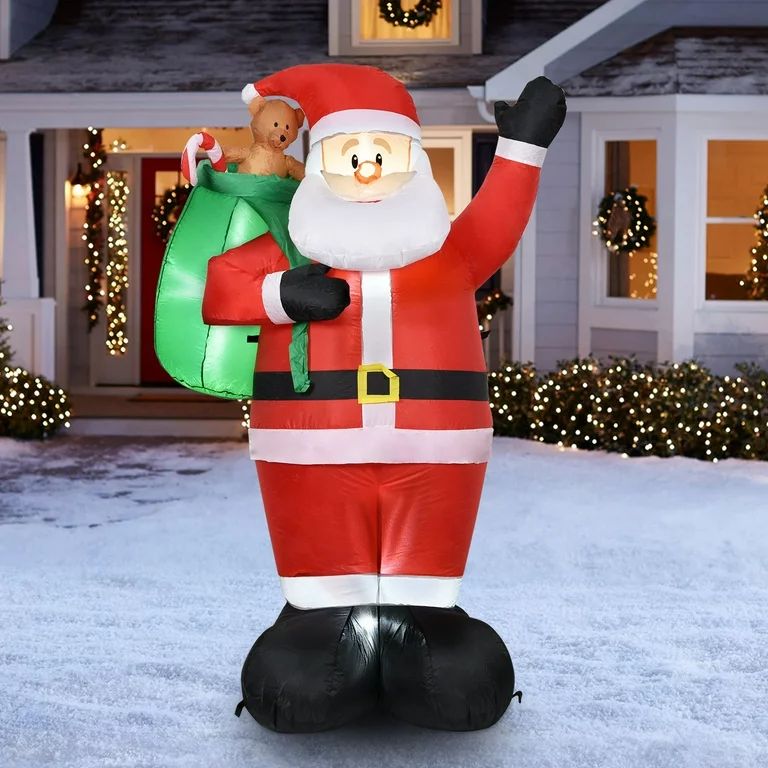 6FT Giant Christmas Santa Claus Inflatables Outdoor Decorations, Blow Up Santa with Gift Bag Buil... | Walmart (US)