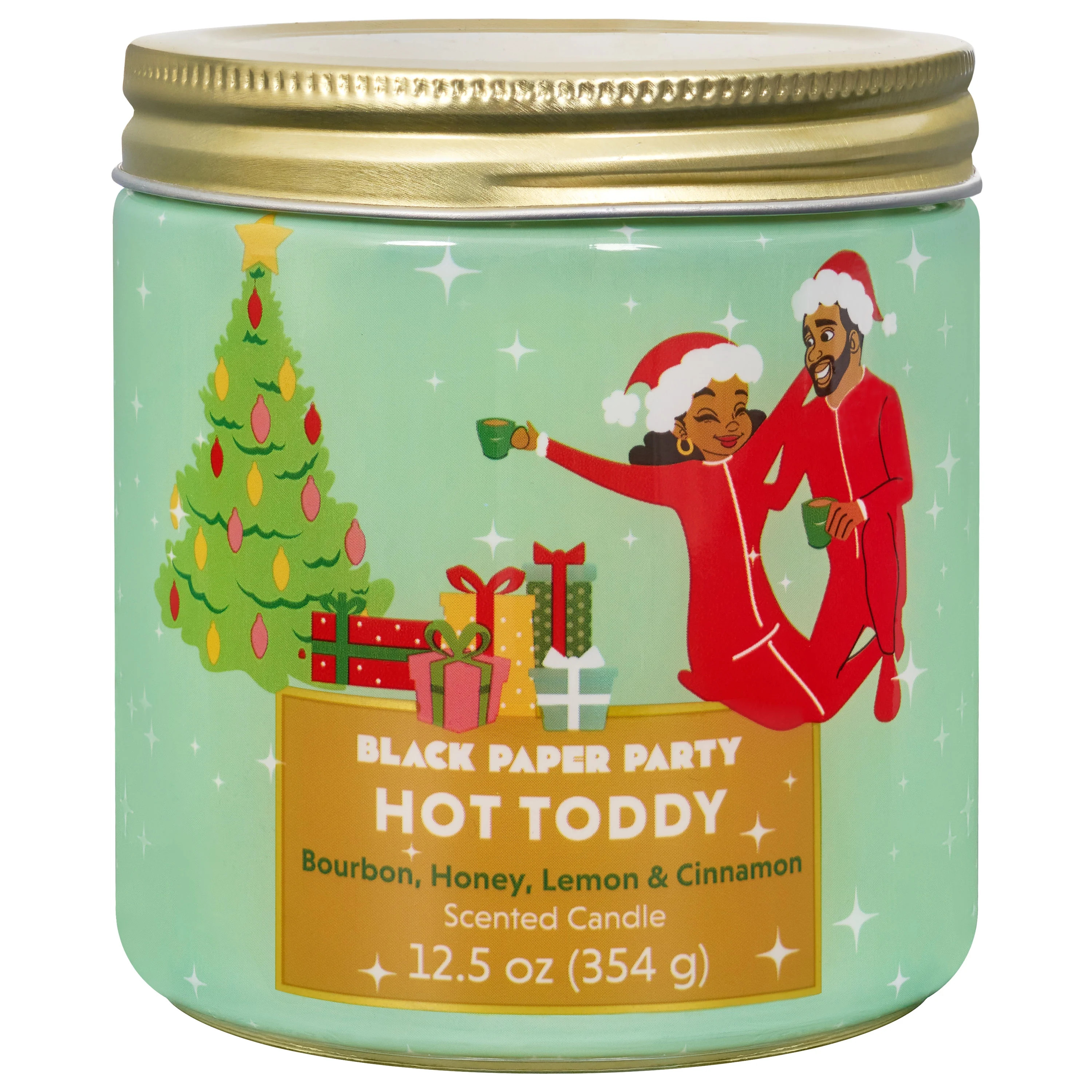 Black Paper Party Christmas Glass Jar Candle, Hot Toddy Scent, 12.5oz | Walmart (US)