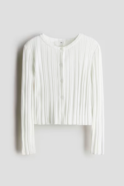 H & M - Cardigan in Rippstrick - Weiß | H&M (DE, AT, CH, NL, FI)