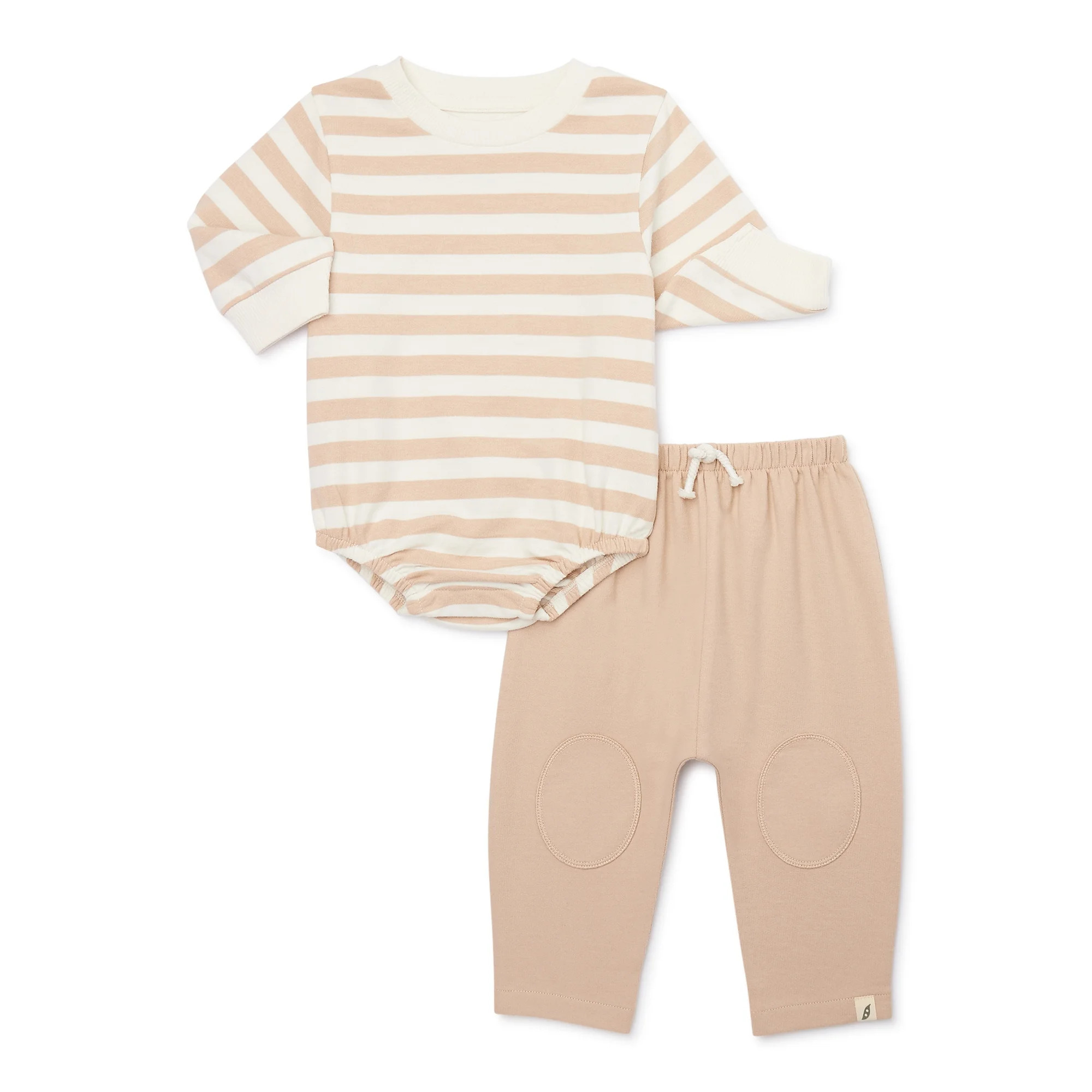 easy-peasy Baby Sweatshirt Bodysuit and Pants Outfit Set, 2-Piece, Sizes 0-24M | Walmart (US)
