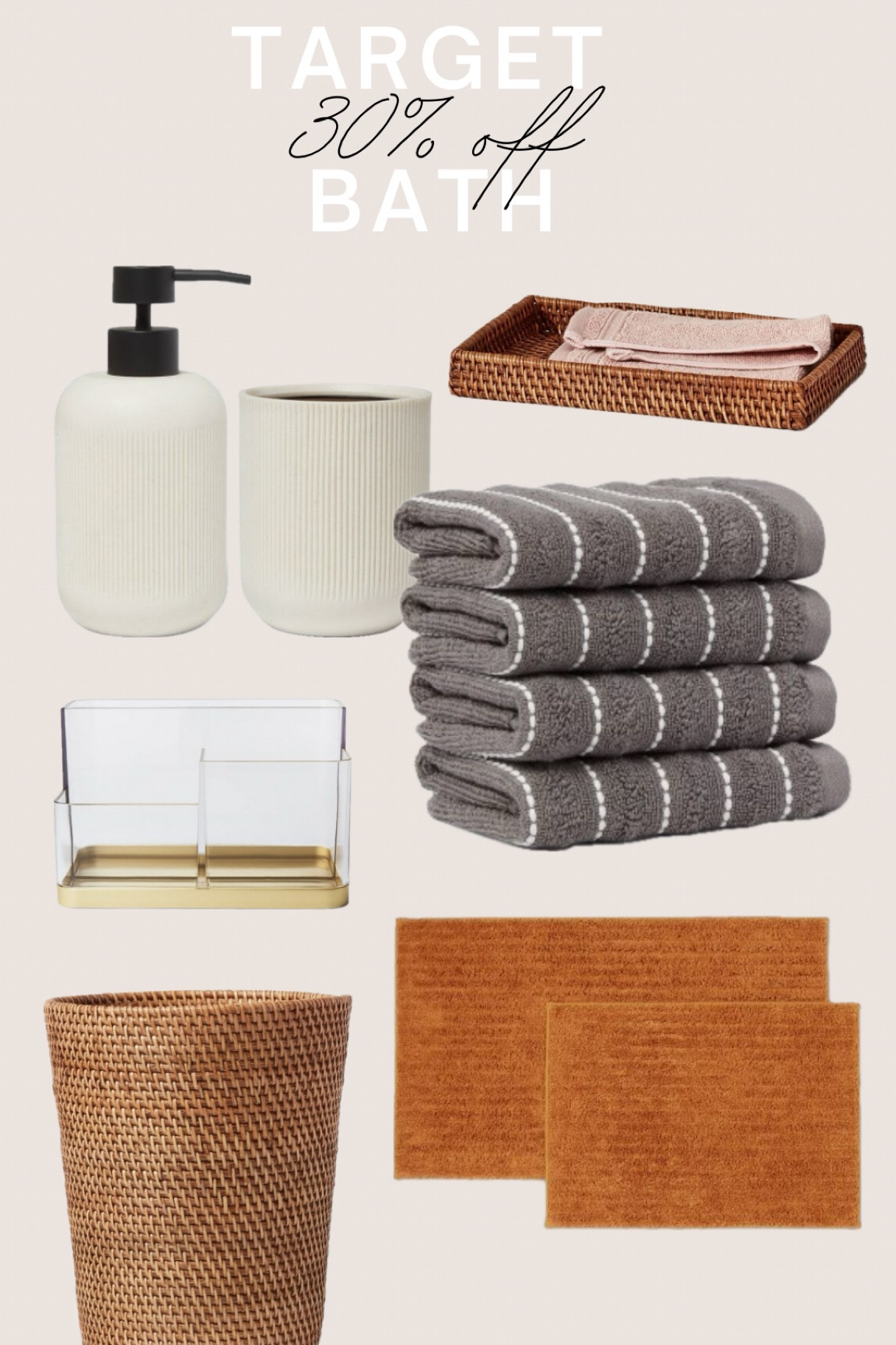 30% off target bath ! Soap dispensers, toothbrush holder, rattan baskets, rattan trash cans, towels, bath mats, bathroom organizationn

#LTKfindsunder100 #LTKfindsunder50 #LTKhome