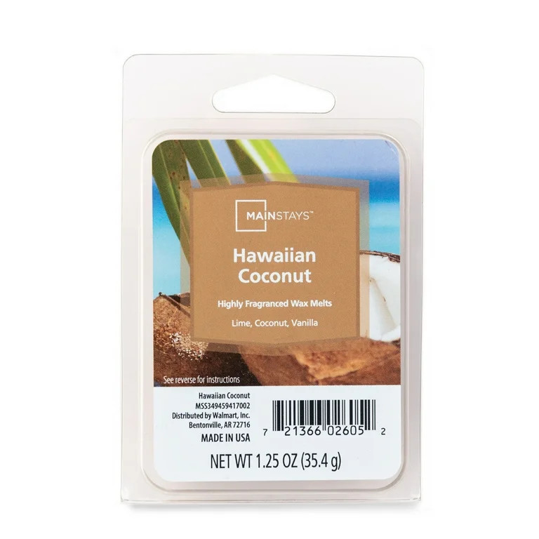 Mainstays 6 Cube Wax Melts, Hawaiian Coconut, 1.25 oz - Walmart.com | Walmart (US)