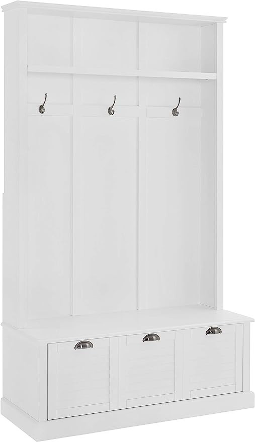 Crosley Furniture Ellison Hall Tree with Storage Drawer, White | Amazon (US)