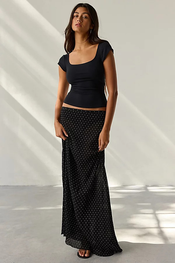 BDG Drew Cap Sleeve Square Neck Cropped Tee | Urban Outfitters (US and RoW)