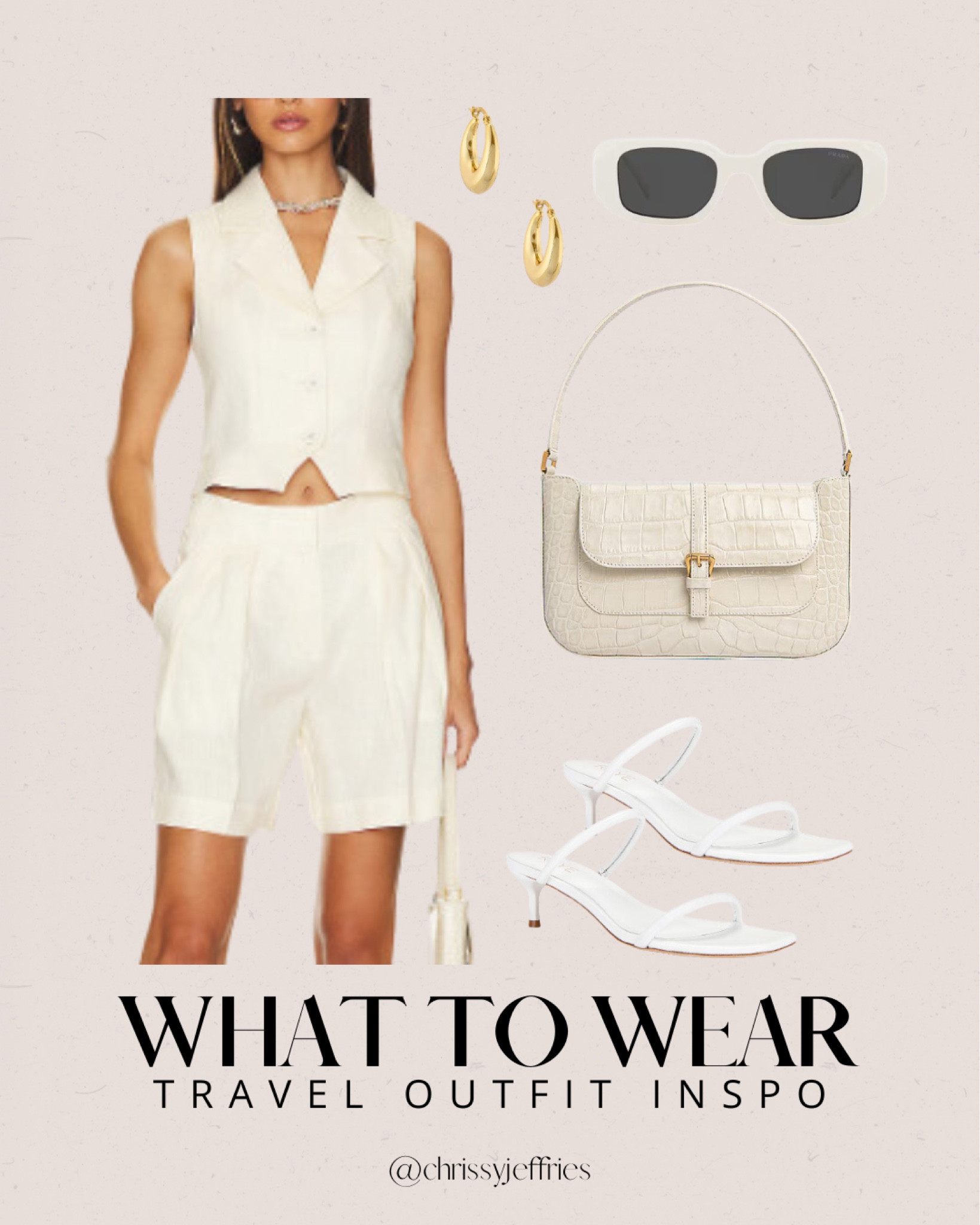 Elevate your travel style with this effortlessly chic outfit. Pair a relaxed white blouse with tailored cream trousers for a sophisticated and comfortable look. Complement the ensemble with stylish cream sandals and a versatile beige tote bag to carry all your essentials. Add a touch of elegance with sleek sunglasses. Perfect for exploring new cities or catching a flight, this outfit ensures you travel in style. 

#TravelOutfit #ChicTravel #TravelStyle #EffortlessFashion #SummerTravelFashion

#LTKsummer #LTKtravel