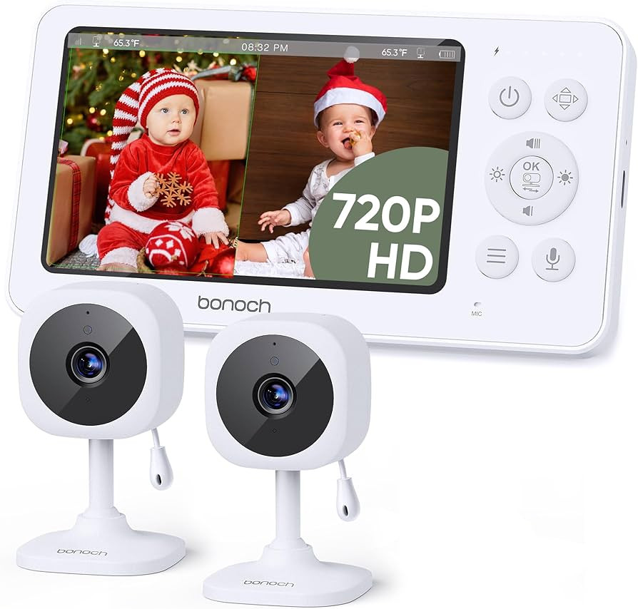 bonoch 4.3" Baby Monitor with 2 Cameras, 720p Split Screen Baby Monitor with Camera and Audio, 28... | Amazon (US)