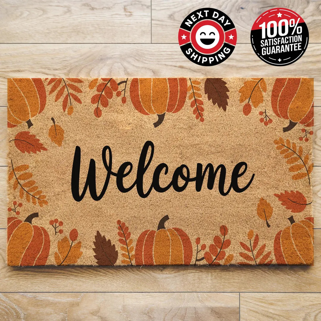 Doormat Welcome Pumpkin, Pumpkin Decor, Pumpkin Doormat, Pumpkin Pattern, Pumpkin Season, Front D... | Etsy (US)