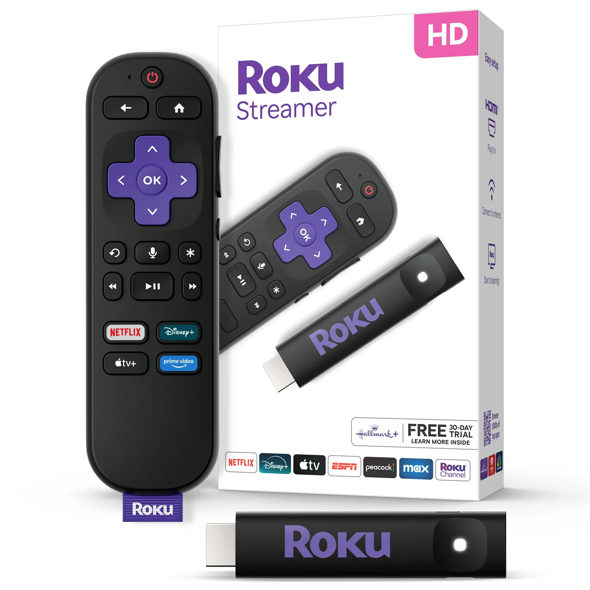 Roku Streamer 2025 - HD Roku Streaming Device for TV with Voice Remote - Free & Live TV | Walmart (US)
