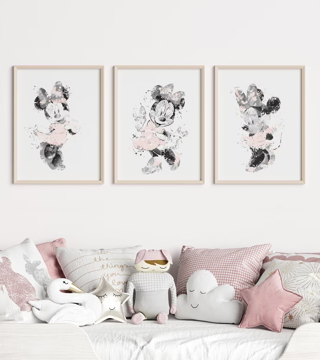 Minnie Mouse, Watercolor, Art Print, Mickey Mouse, Baby Shower, Mickey Ears, Minnie Mouse Poster,... | Etsy (US)