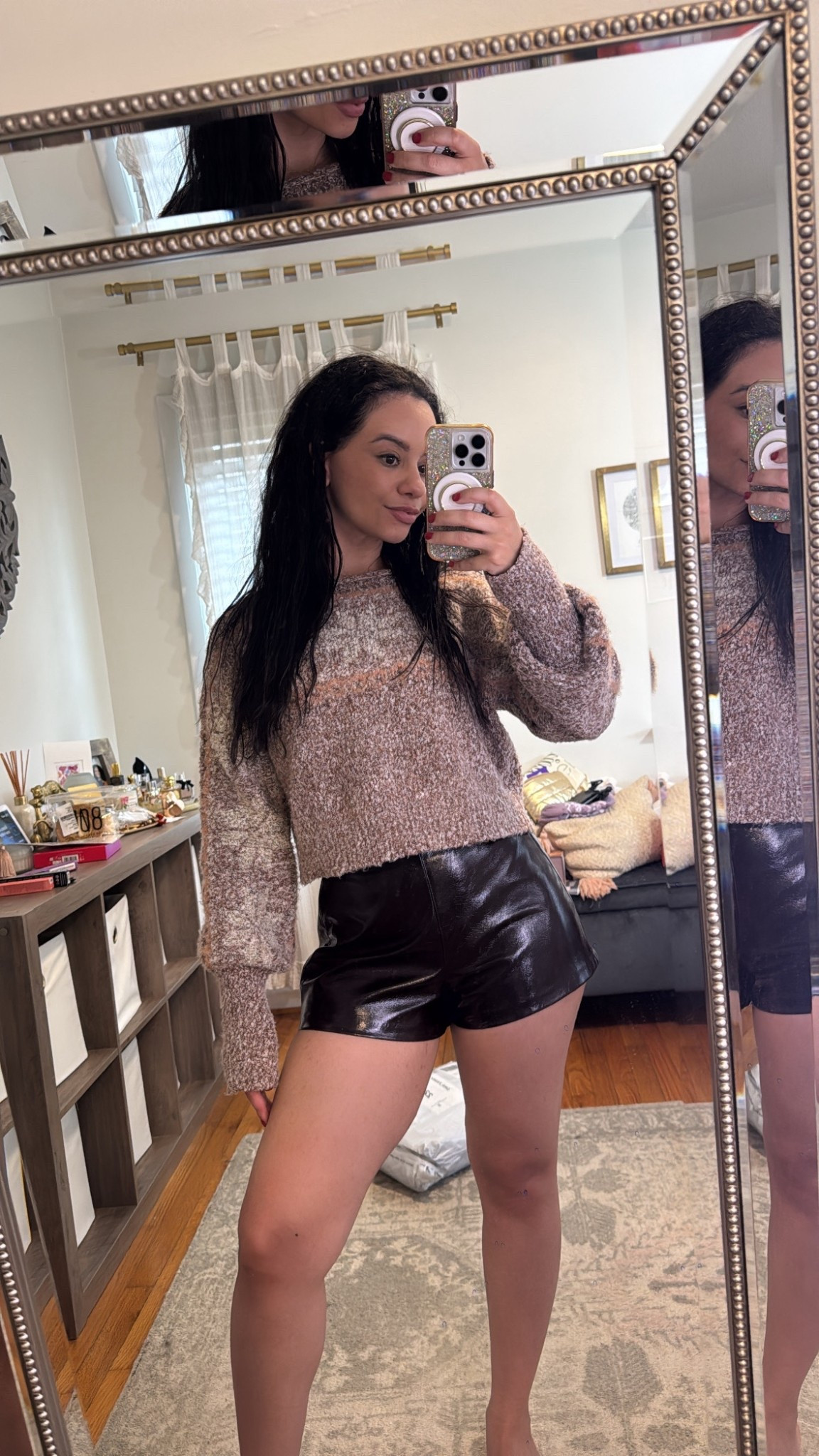 Quick little try on. Purchased these Abercrombie vegan leather shorts. I def will wear while in NC, with a knee-high boot. I have the satin version as love them as well. Sweater is from two years ago- freepeople. Wearing a 25 curve love. 

#LTKdayinmylife #LTKgrwm #LTKSaleAlert
