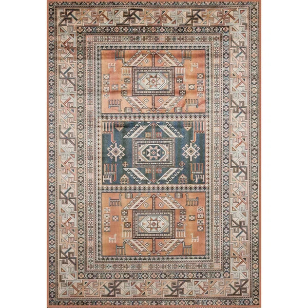 Canyon Oriental Tangerine Rust Area Rug | Wayfair North America